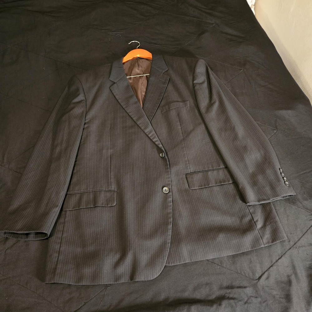 Joseph & Feiss Suit Jacket Mens 50R Gray Good Pinstripe Wool 2 Button Blazer